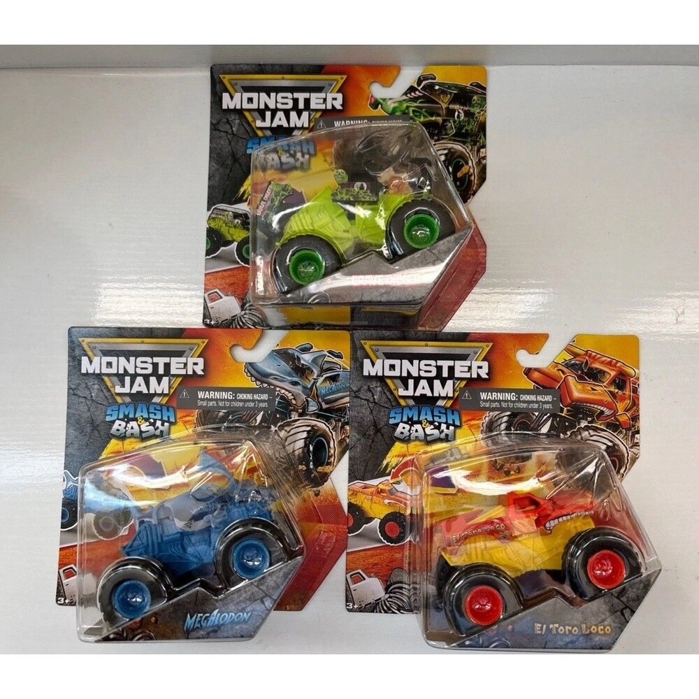 MONSTER JAM Smash & Bash Set (Grave Digger / Megalodon / El Toro Loco) Series 1